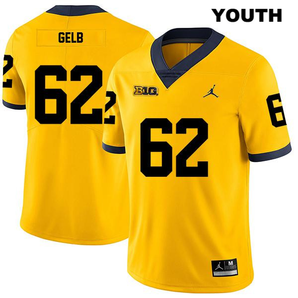 Youth NCAA Michigan Wolverines Mica Gelb #62 Yellow Jordan Brand Authentic Stitched Legend Football College Jersey KP25B74OK